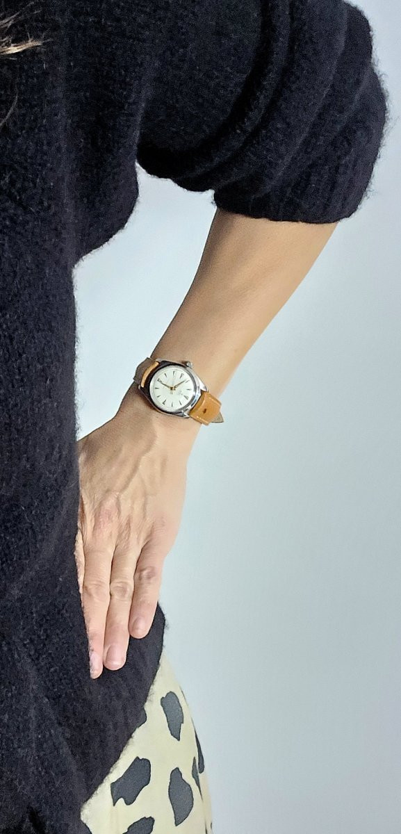 Tudor Oyster Small Rose Mechanical Hand-wound Watch, Year 1955, Steel On Leather-photo-8