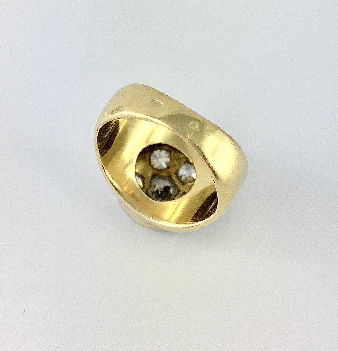 Bague Tank Années 40 Ovale Or Jaune et Pavage de Diamants Sur Platine-photo-6