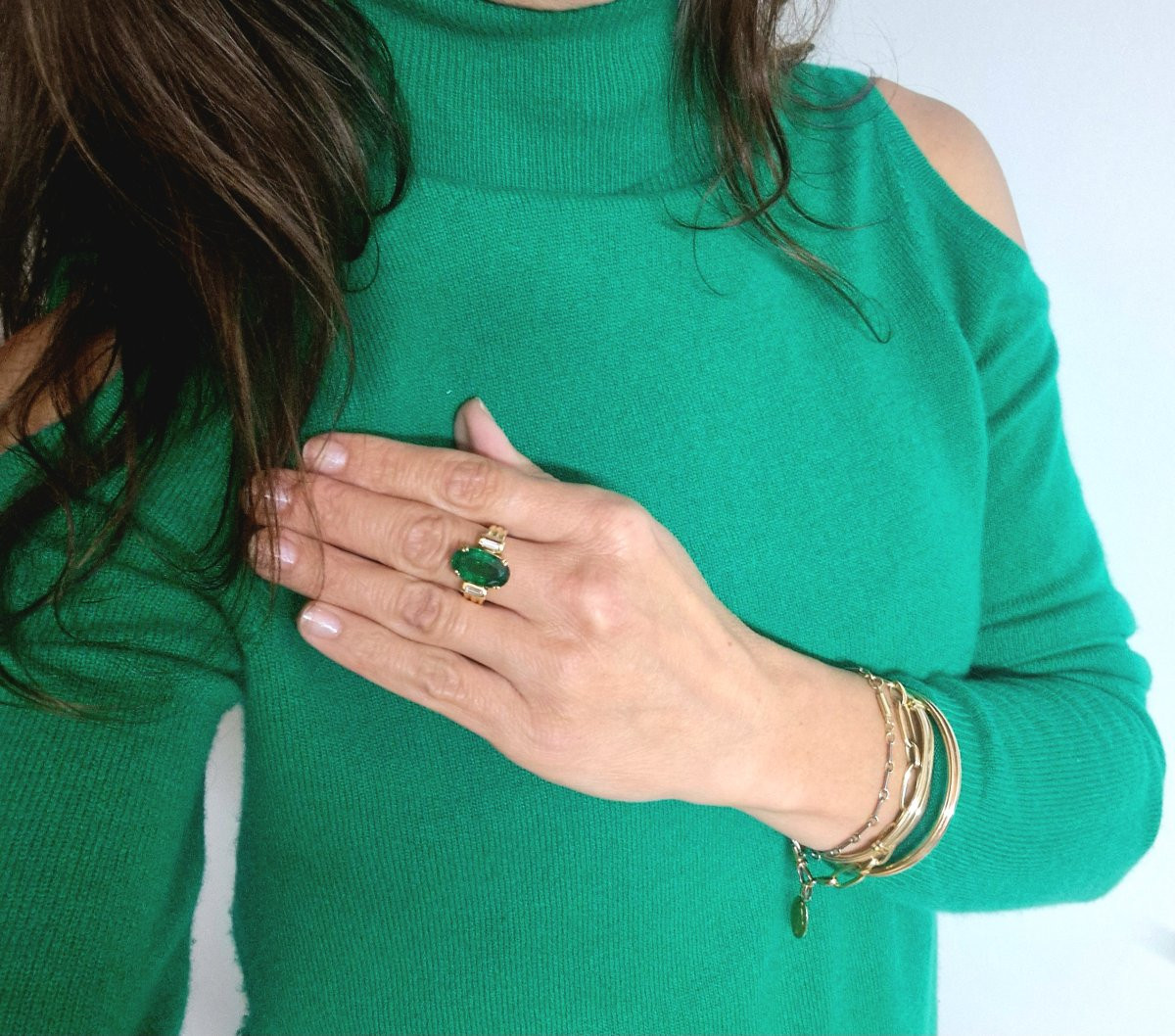 Certified Zambian Emerald And Diamond Ring On Yellow Gold-photo-4