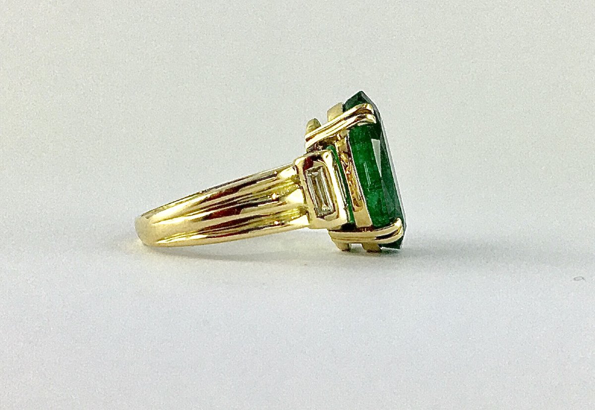 Certified Zambian Emerald And Diamond Ring On Yellow Gold-photo-6
