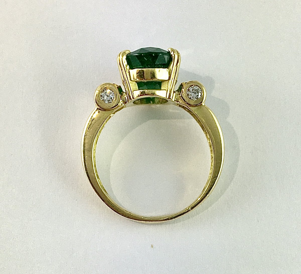 Certified Zambian Emerald And Diamond Ring On Yellow Gold-photo-7