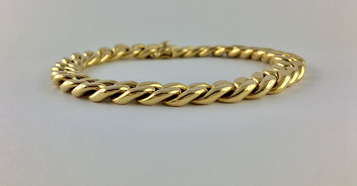 Bracelet Maille Gourmette Rose Gold-photo-2