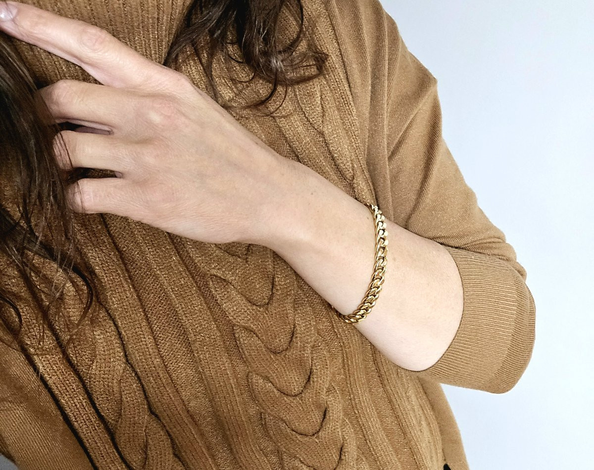 Bracelet Maille Gourmette Rose Gold-photo-8