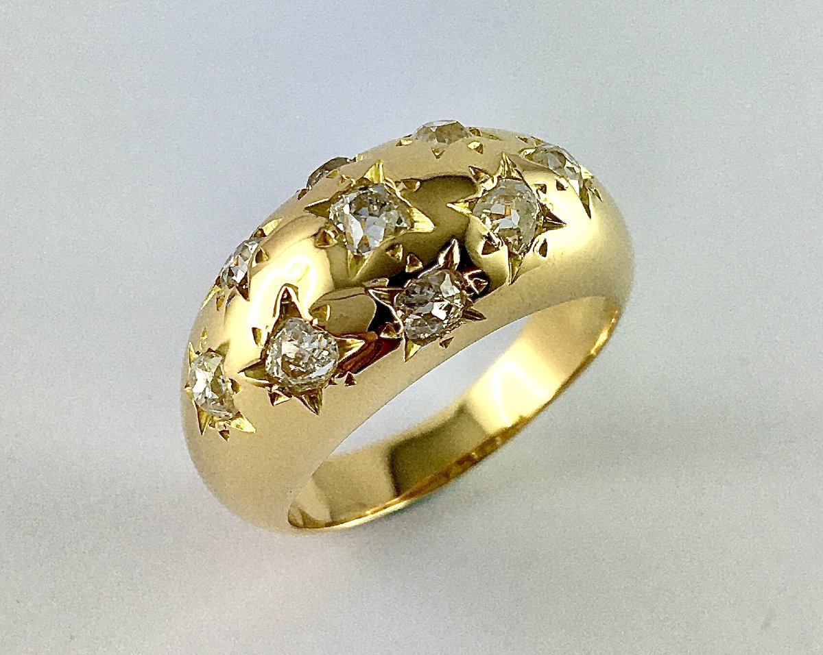 Bague Jonc Constellation Diamants Sur Or Jaune-photo-2