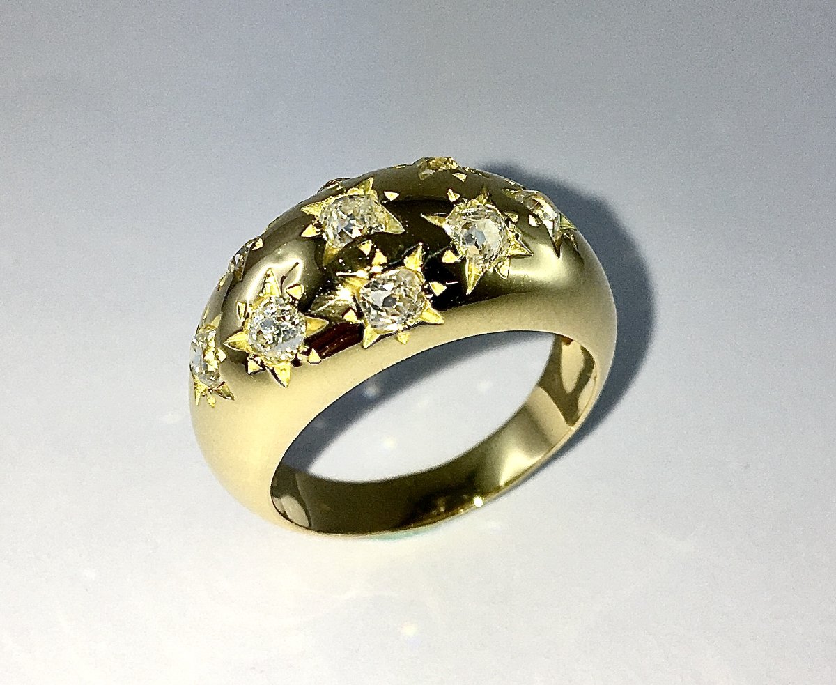 Bague Jonc Constellation Diamants Sur Or Jaune-photo-3
