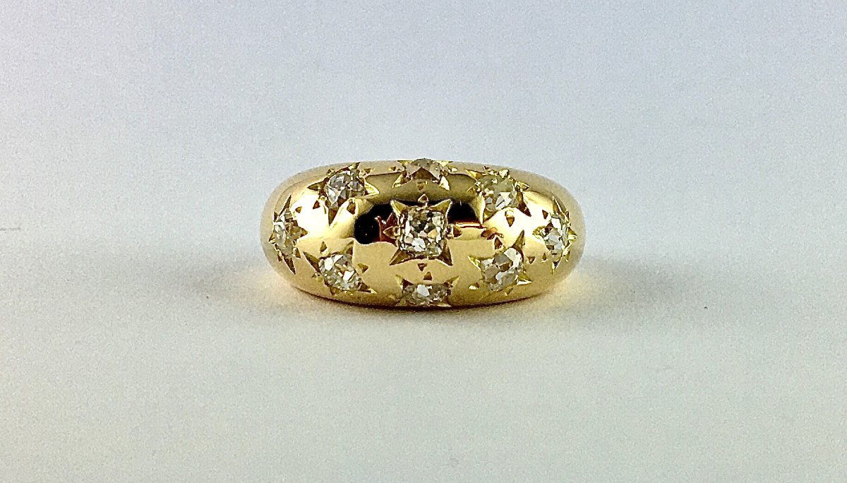 Bague Jonc Constellation Diamants Sur Or Jaune-photo-4