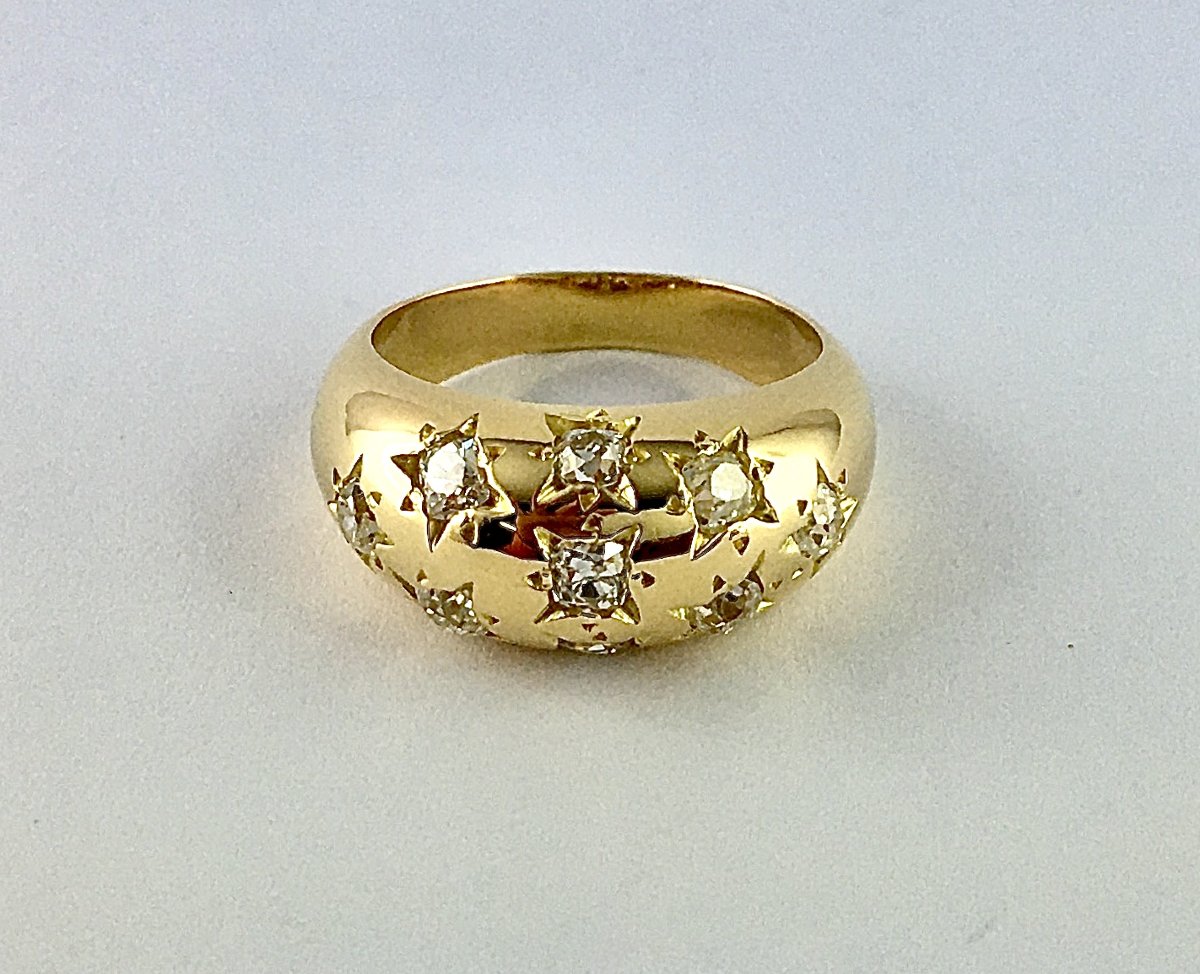 Bague Jonc Constellation Diamants Sur Or Jaune-photo-1