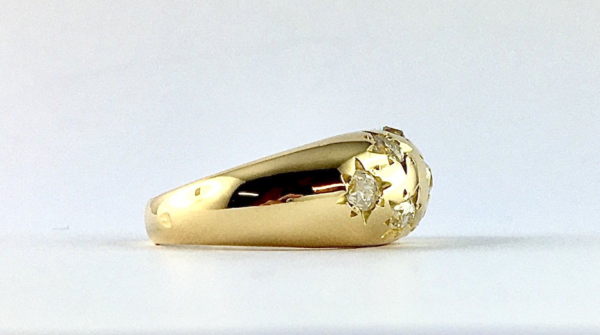 Bague Jonc Constellation Diamants Sur Or Jaune-photo-3