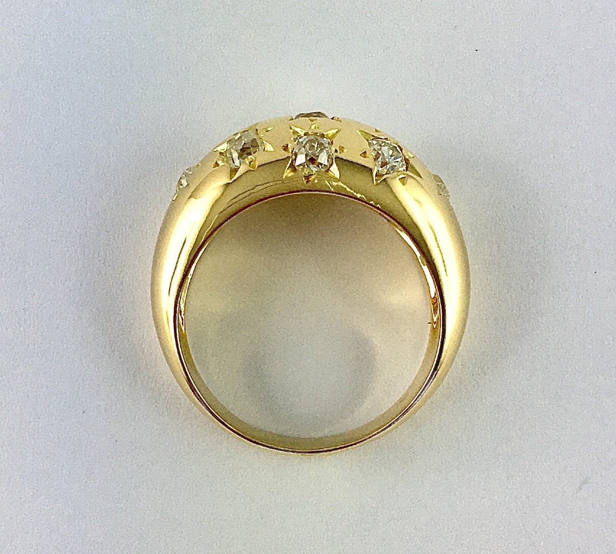 Bague Jonc Constellation Diamants Sur Or Jaune-photo-4