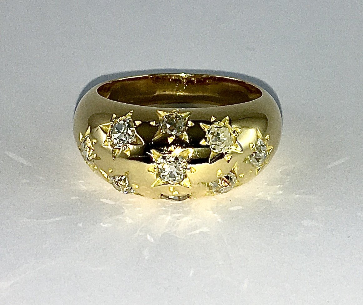 Bague Jonc Constellation Diamants Sur Or Jaune-photo-5