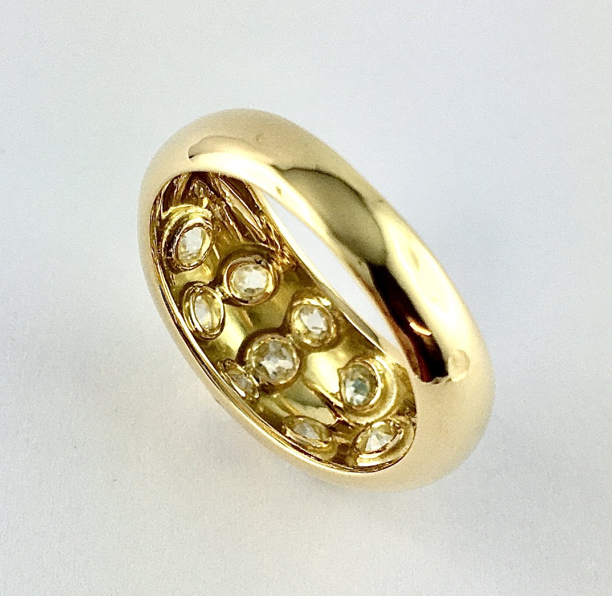 Bague Jonc Constellation Diamants Sur Or Jaune-photo-6