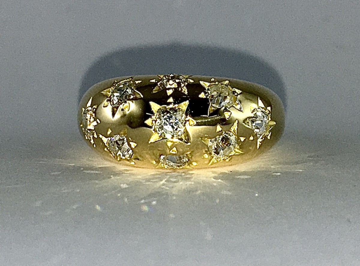 Bague Jonc Constellation Diamants Sur Or Jaune