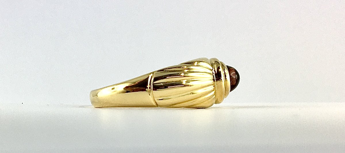Bague Boucheron “Jaïpur” Tourmaline Rose Cabochon Sur Or Jaune-photo-1