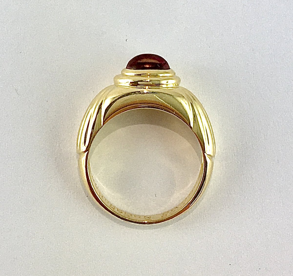 Bague Boucheron “Jaïpur” Tourmaline Rose Cabochon Sur Or Jaune-photo-4