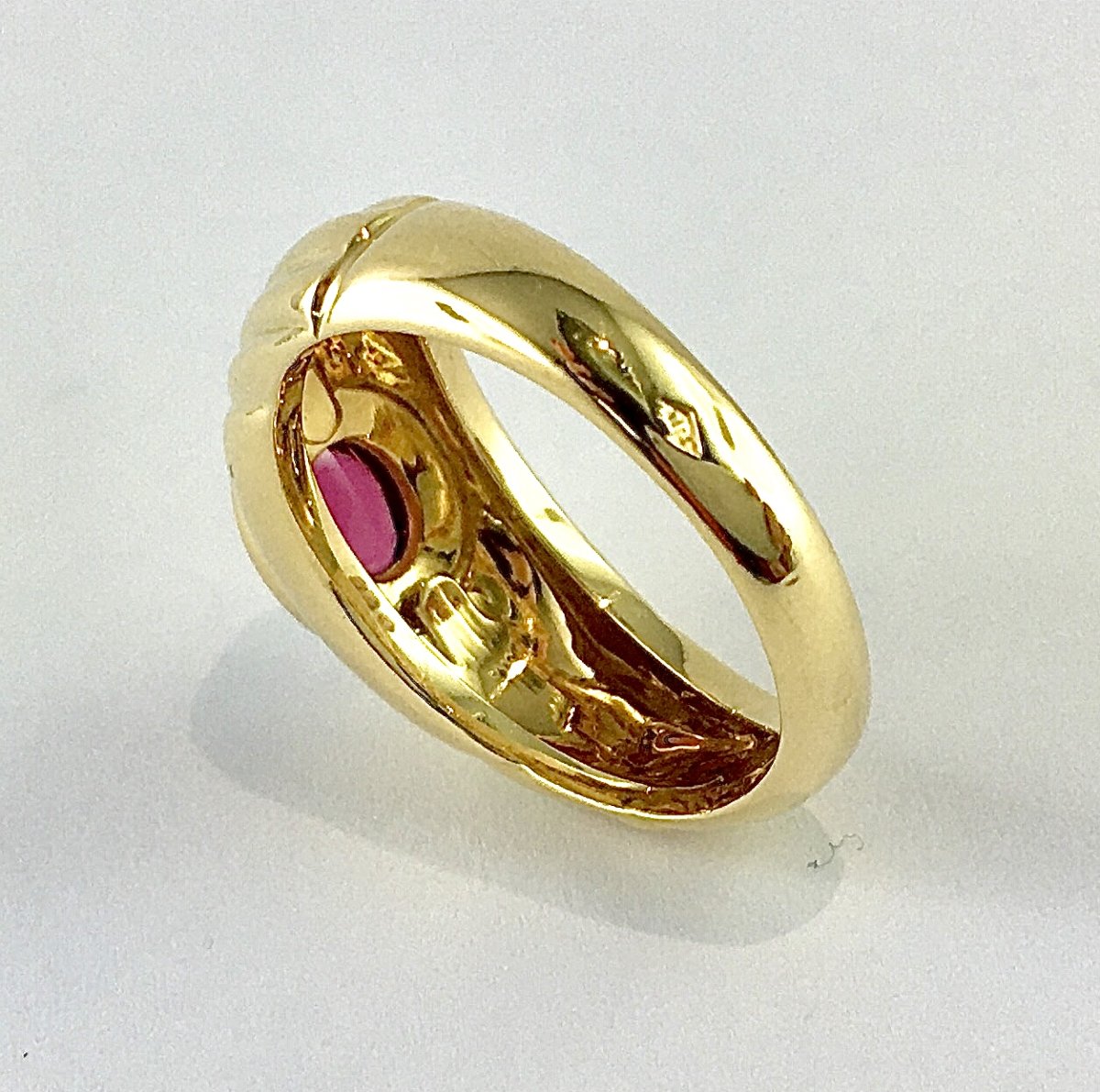 Bague Boucheron “Jaïpur” Tourmaline Rose Cabochon Sur Or Jaune-photo-6
