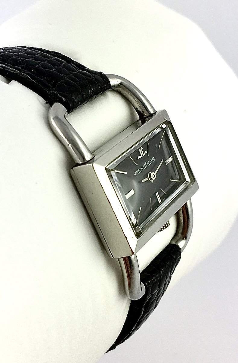 Ladies' Watch Jaeger Lecoultre Etrier Années 60 Acier Sur Cuir, Mechanical, Black Dial-photo-1