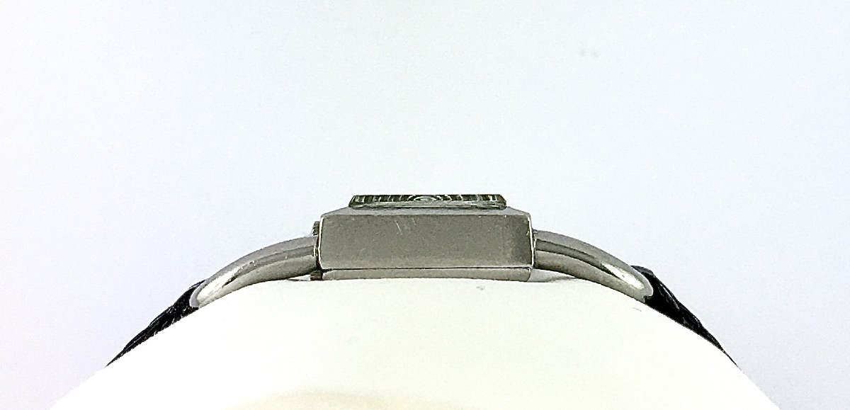 Ladies' Watch Jaeger Lecoultre Etrier Années 60 Acier Sur Cuir, Mechanical, Black Dial-photo-4