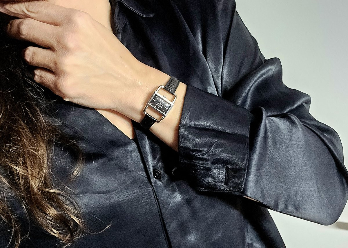Ladies' Watch Jaeger Lecoultre Etrier Années 60 Acier Sur Cuir, Mechanical, Black Dial-photo-7