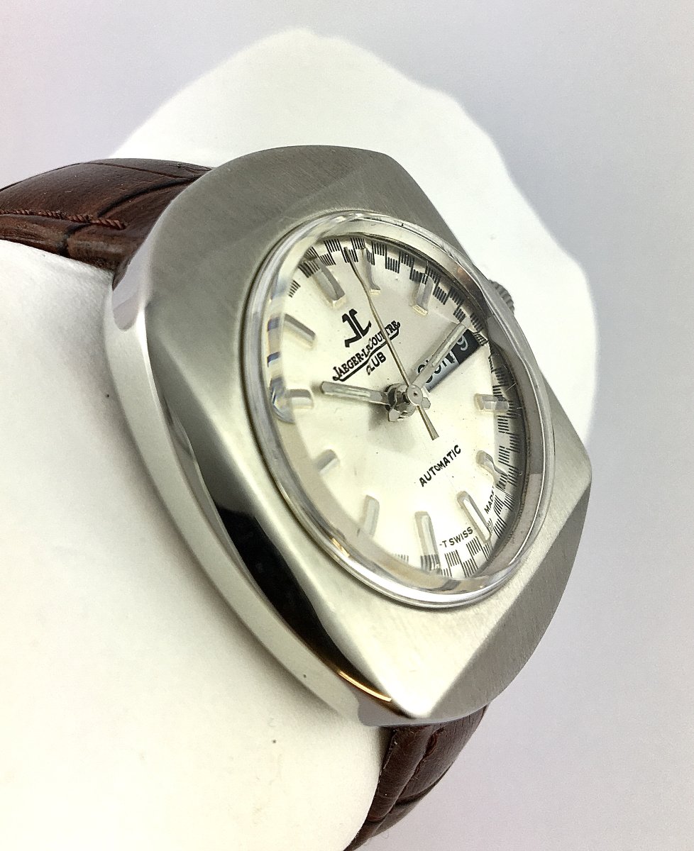 Montre Jaeger LeCoultre Club Automatique Années 70 Acier/ Cuir, Jour et Date, Verre Facetté-photo-1