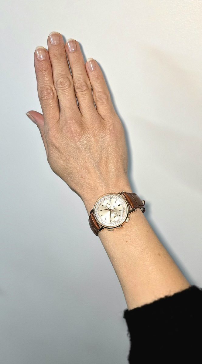 Montre Longines Chronographe Ref.7414 Flyback Calibre 30CH Mécanique 1962 Or Rose Sur Cuir-photo-6