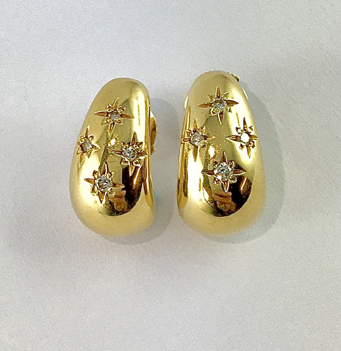 Half-creole Earrings Constellation Drops Diamonds On Yellow Gold-photo-2