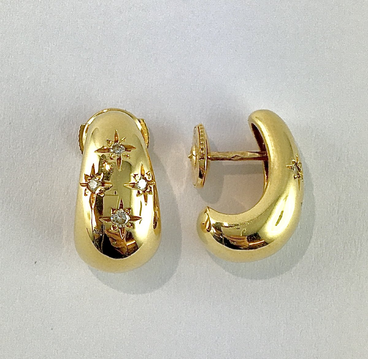 Half-creole Earrings Constellation Drops Diamonds On Yellow Gold-photo-3