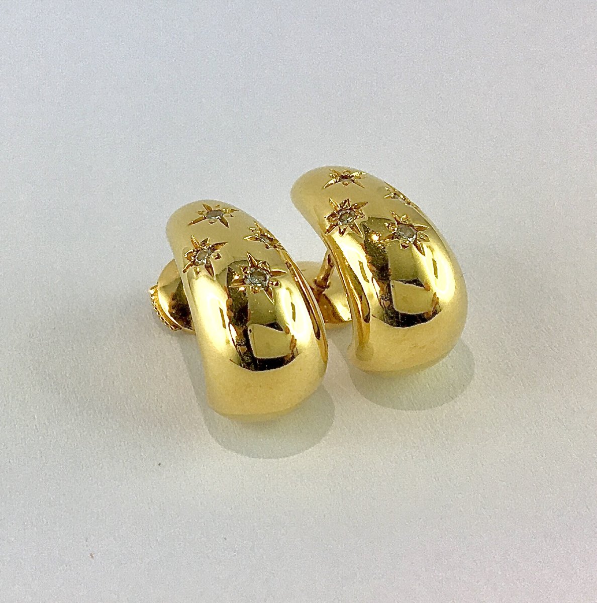 Half-creole Earrings Constellation Drops Diamonds On Yellow Gold-photo-3