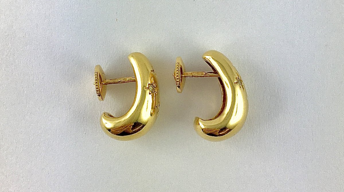 Half-creole Earrings Constellation Drops Diamonds On Yellow Gold-photo-4