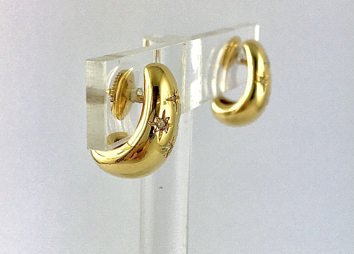 Half-creole Earrings Constellation Drops Diamonds On Yellow Gold-photo-5
