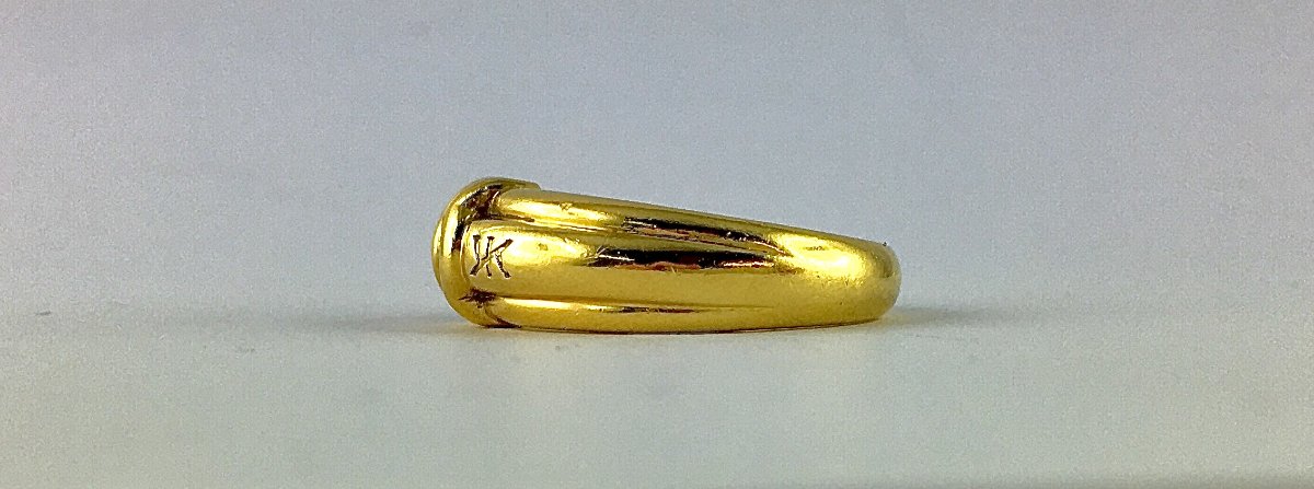 Bague Signée Korloff, Motif Stylisé de Panthère, Laque Noire et Verte, Diamants sur Or Jaune-photo-5