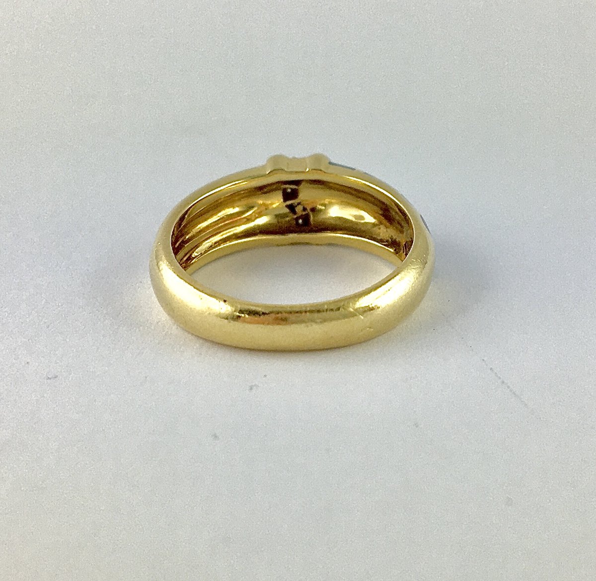 Bague Signée Korloff, Motif Stylisé de Panthère, Laque Noire et Verte, Diamants sur Or Jaune-photo-7