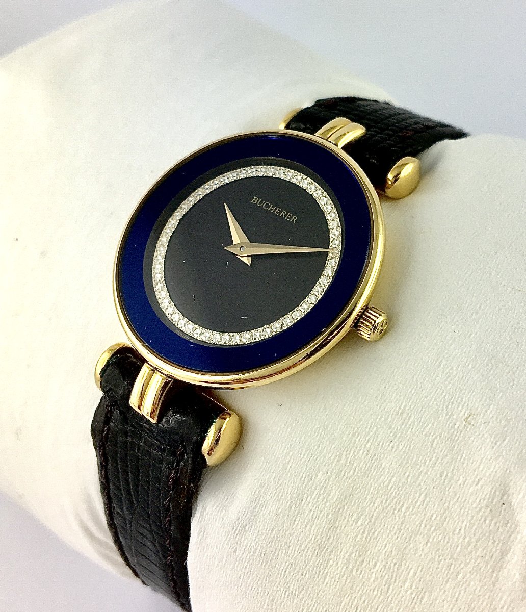 Montre de Dame Bucherer 2010 Plaquée Sur Cuir, Quartz, Ultra Plate-photo-2