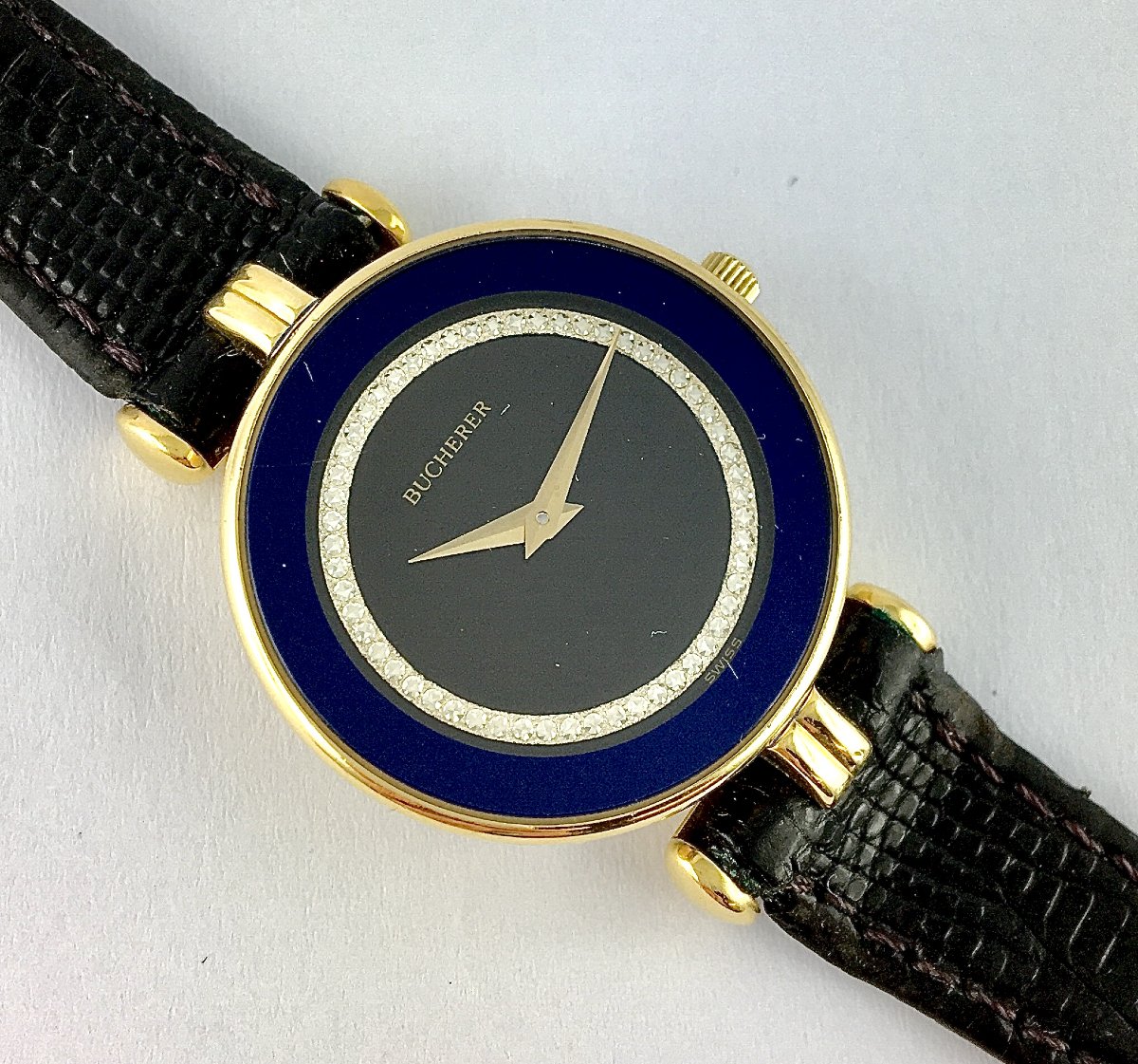 Montre de Dame Bucherer 2010 Plaquée Sur Cuir, Quartz, Ultra Plate-photo-4
