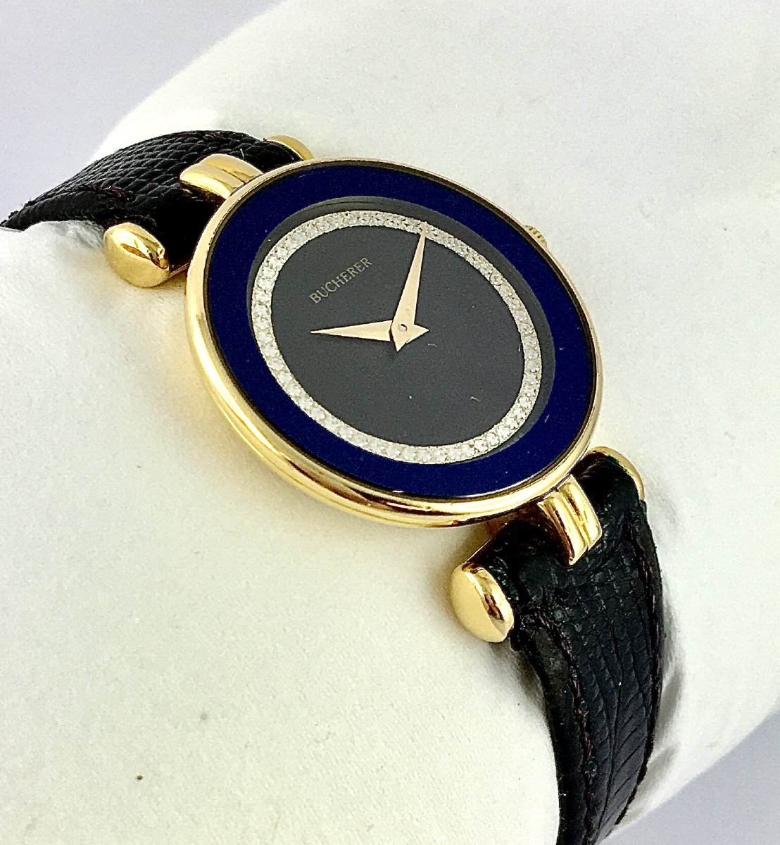 Montre de Dame Bucherer 2010 Plaquée Sur Cuir, Quartz, Ultra Plate-photo-1
