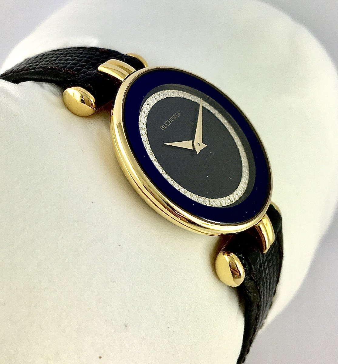 Montre de Dame Bucherer 2010 Plaquée Sur Cuir, Quartz, Ultra Plate-photo-2