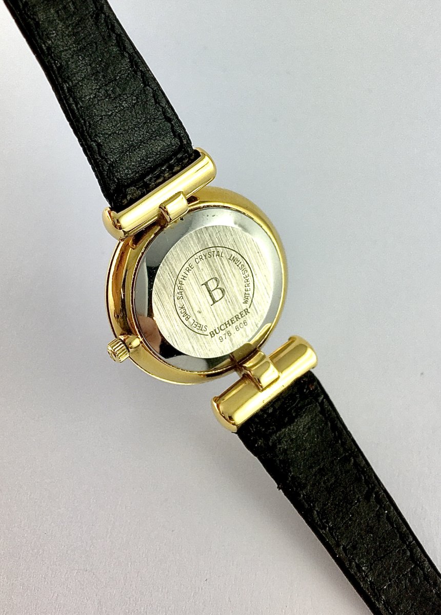 Montre de Dame Bucherer 2010 Plaquée Sur Cuir, Quartz, Ultra Plate-photo-6
