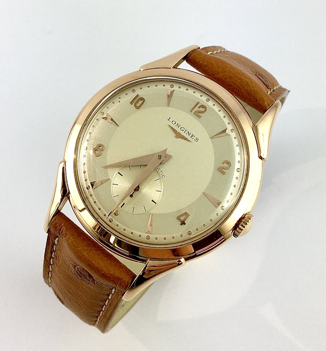 Montre Longines Années 1950 Automatique  en Or Rose-photo-2