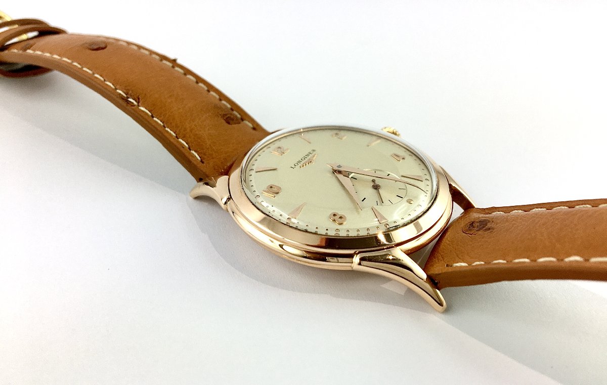 Montre Longines Années 1950 Automatique  en Or Rose-photo-3