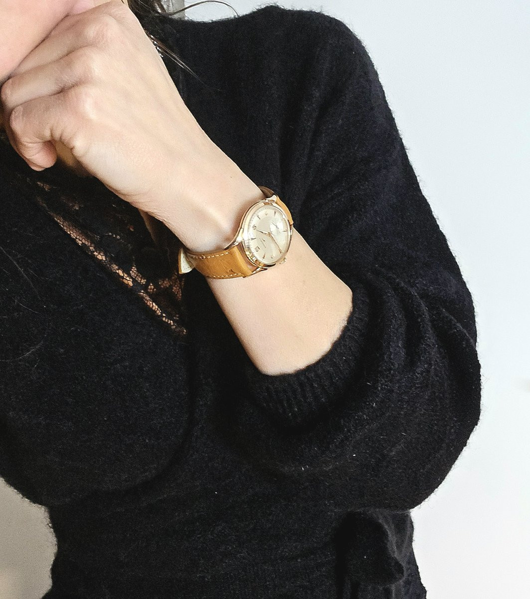 Montre Longines Années 1950 Automatique  en Or Rose-photo-8