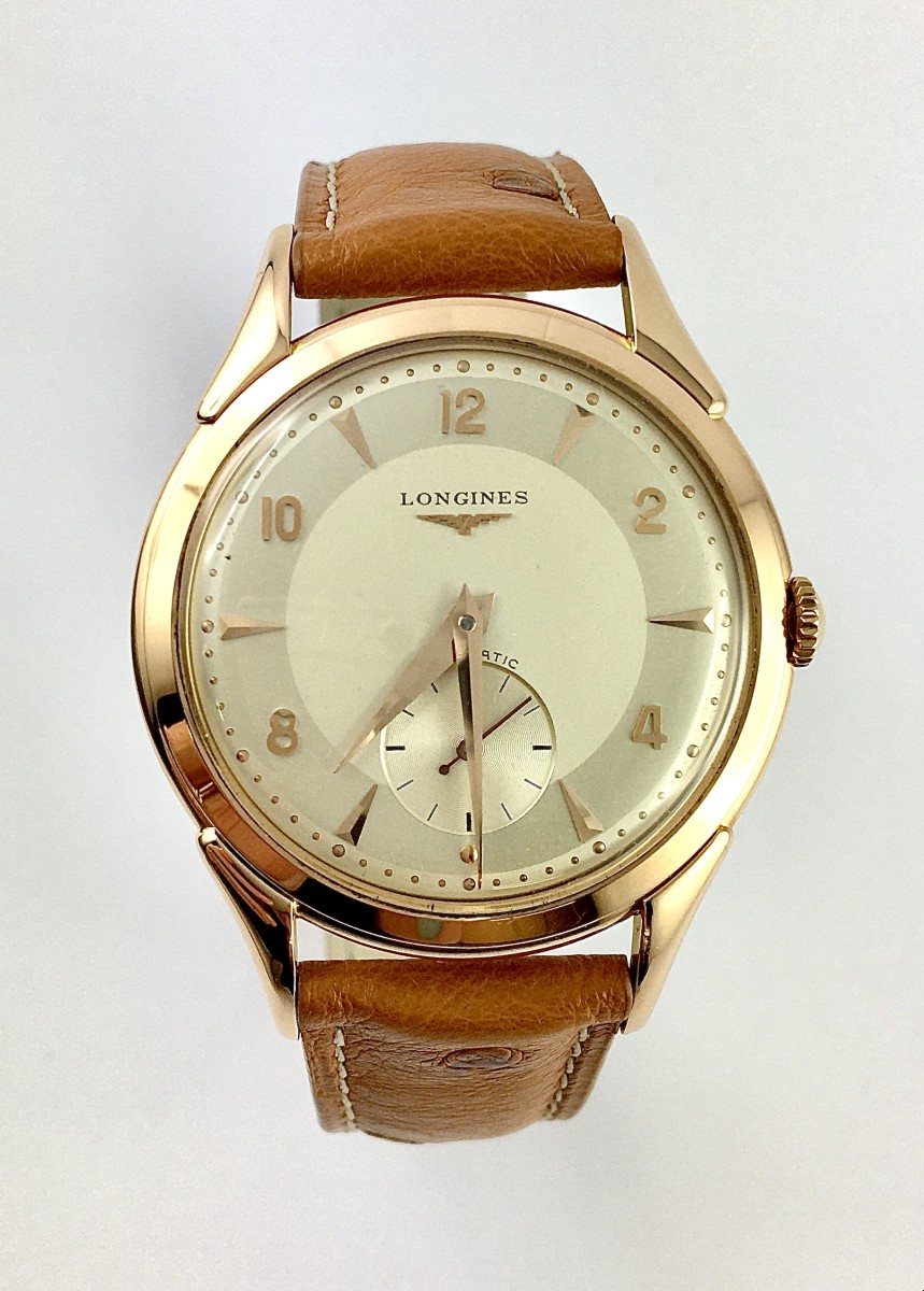 Montre Longines Années 1950 Automatique  en Or Rose