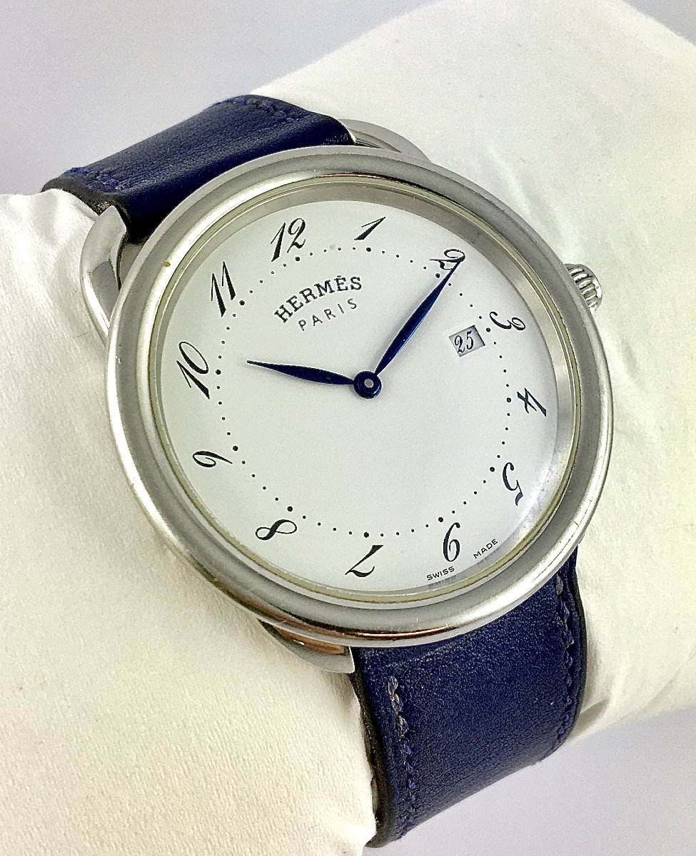 Hermès Arceau Grand Modèle 2010 Quartz Acier On Original Leather Watch-photo-2