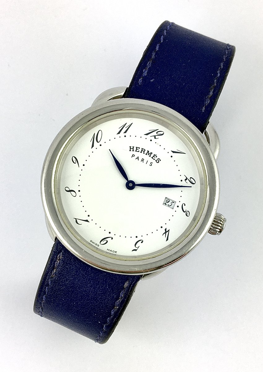 Hermès Arceau Grand Modèle 2010 Quartz Acier On Original Leather Watch-photo-1