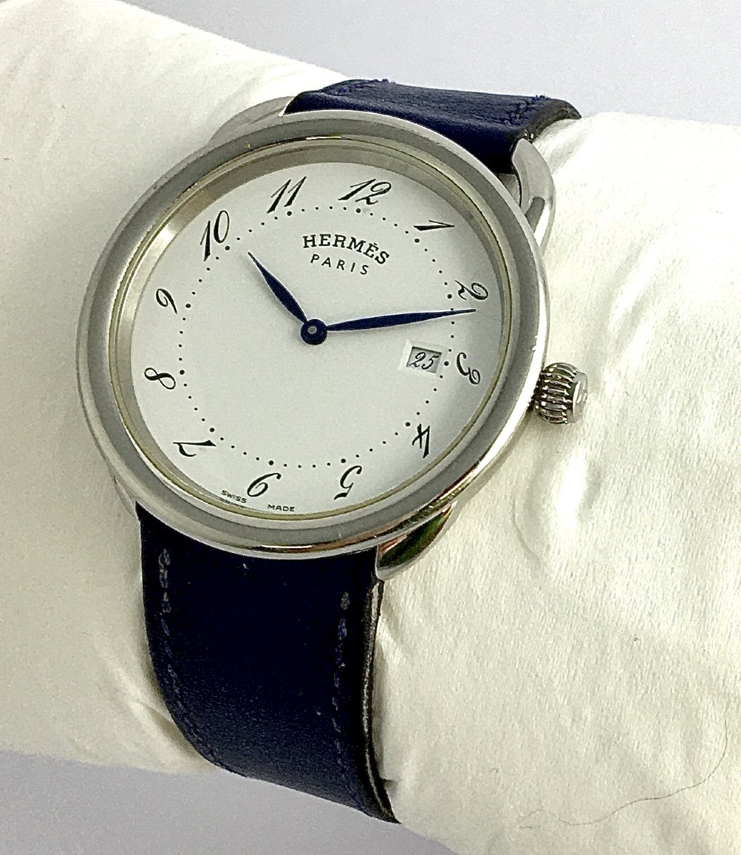 Hermès Arceau Grand Modèle 2010 Quartz Acier On Original Leather Watch-photo-2