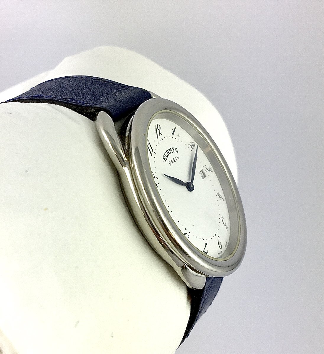 Hermès Arceau Grand Modèle 2010 Quartz Acier On Original Leather Watch-photo-3