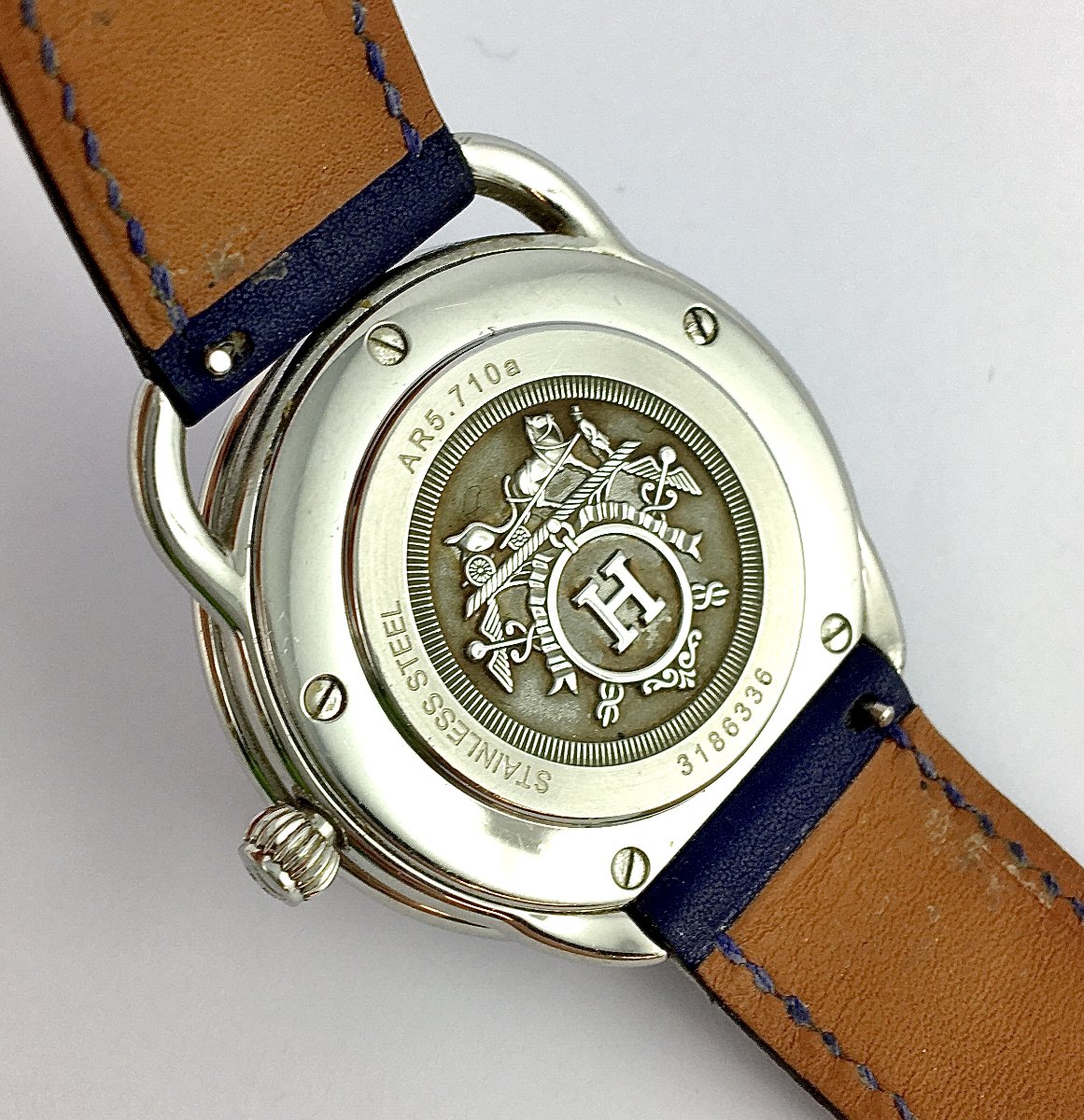 Hermès Arceau Grand Modèle 2010 Quartz Acier On Original Leather Watch-photo-5