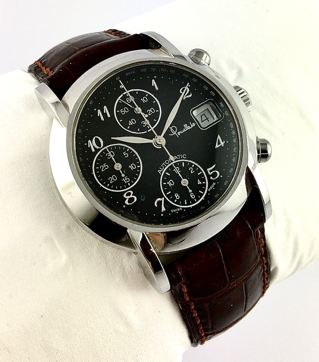 Pomellato Chrono Steel Black Dial Automatic Dato Watch From 2010-photo-2