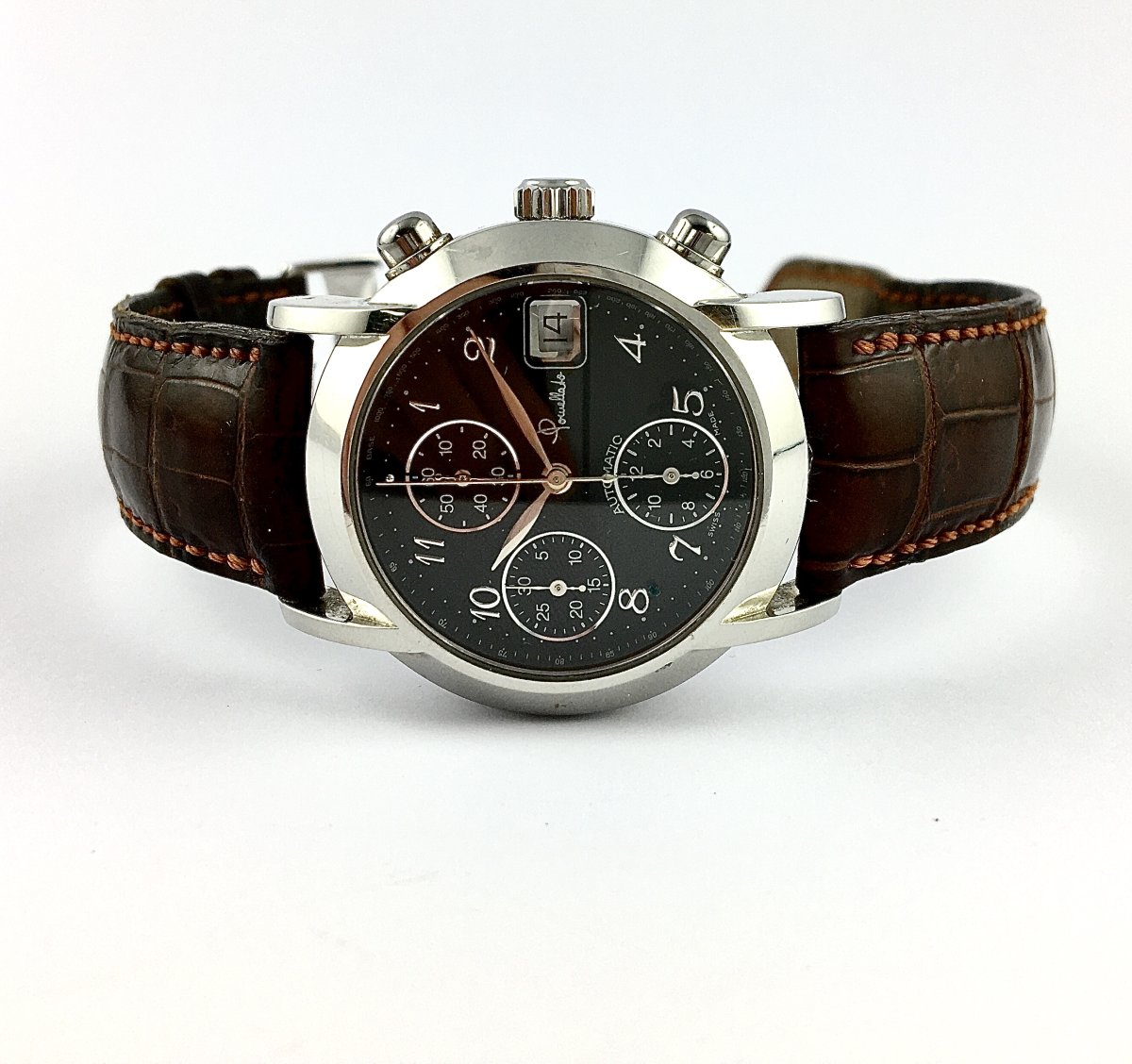 Pomellato Chrono Steel Black Dial Automatic Dato Watch From 2010-photo-4