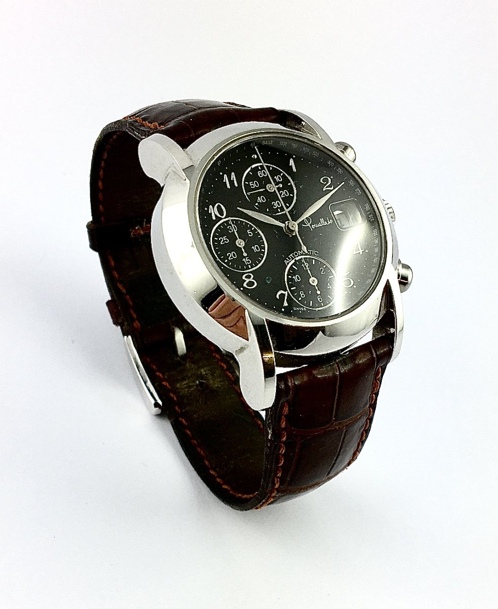 Pomellato Chrono Steel Black Dial Automatic Dato Watch From 2010-photo-2