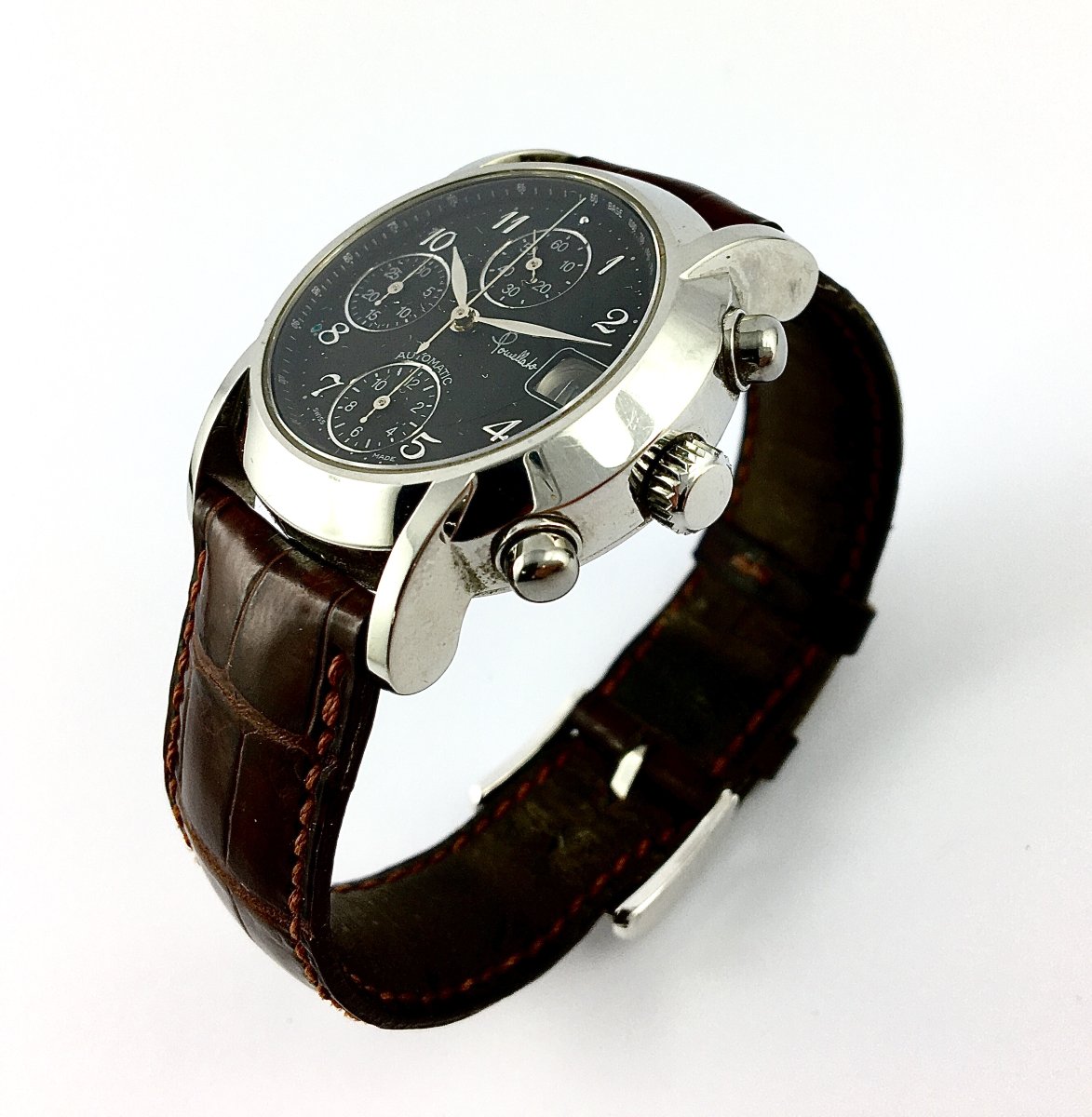 Pomellato Chrono Steel Black Dial Automatic Dato Watch From 2010-photo-3