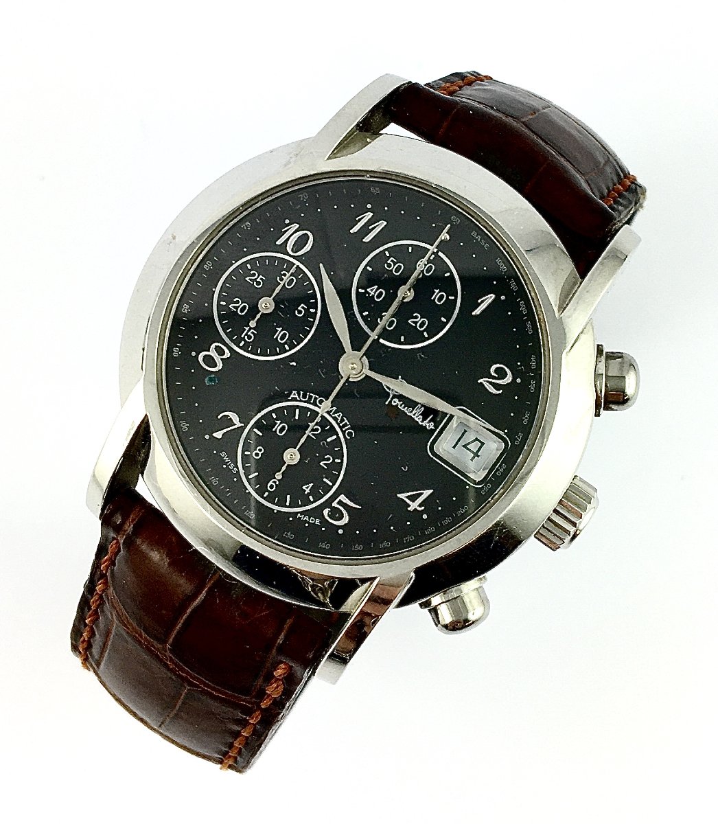 Pomellato Chrono Steel Black Dial Automatic Dato Watch From 2010-photo-4